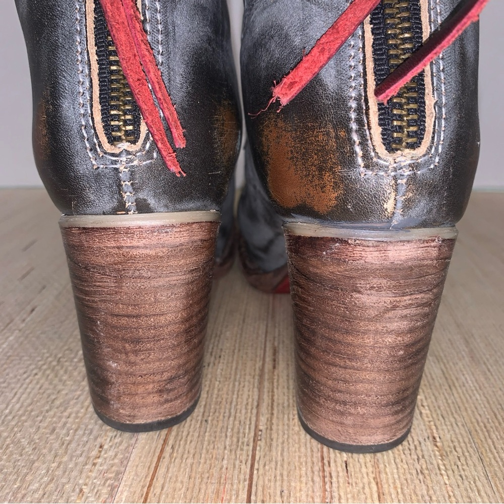 Freebird Borow Boots Ice Gray/Brown distressed Women’s 7 Biker Western Boho - Picture 14 of 16